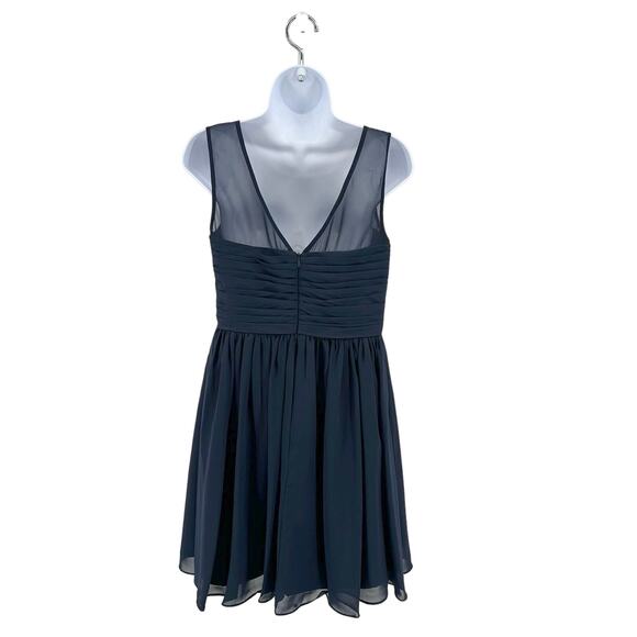 JJ's House Dark Navy Knee-Length Chiffon Bridesmaid Dress Womens 8 Fit & Flare - Picture 6 of 9